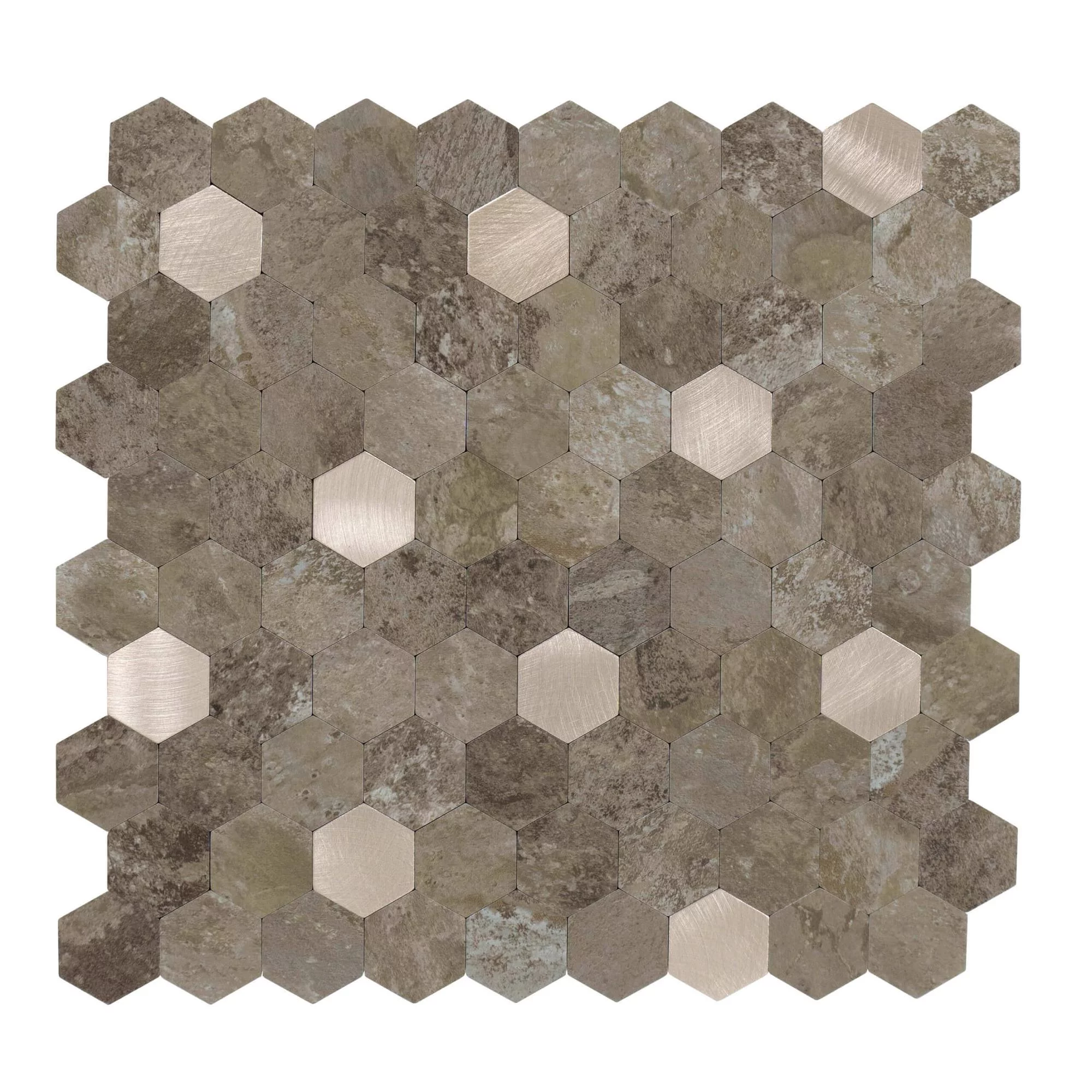 zelfklevende-tegels-zeshoekige-vorm-0.88m².-11-pcs-steenlook-bruin-goud