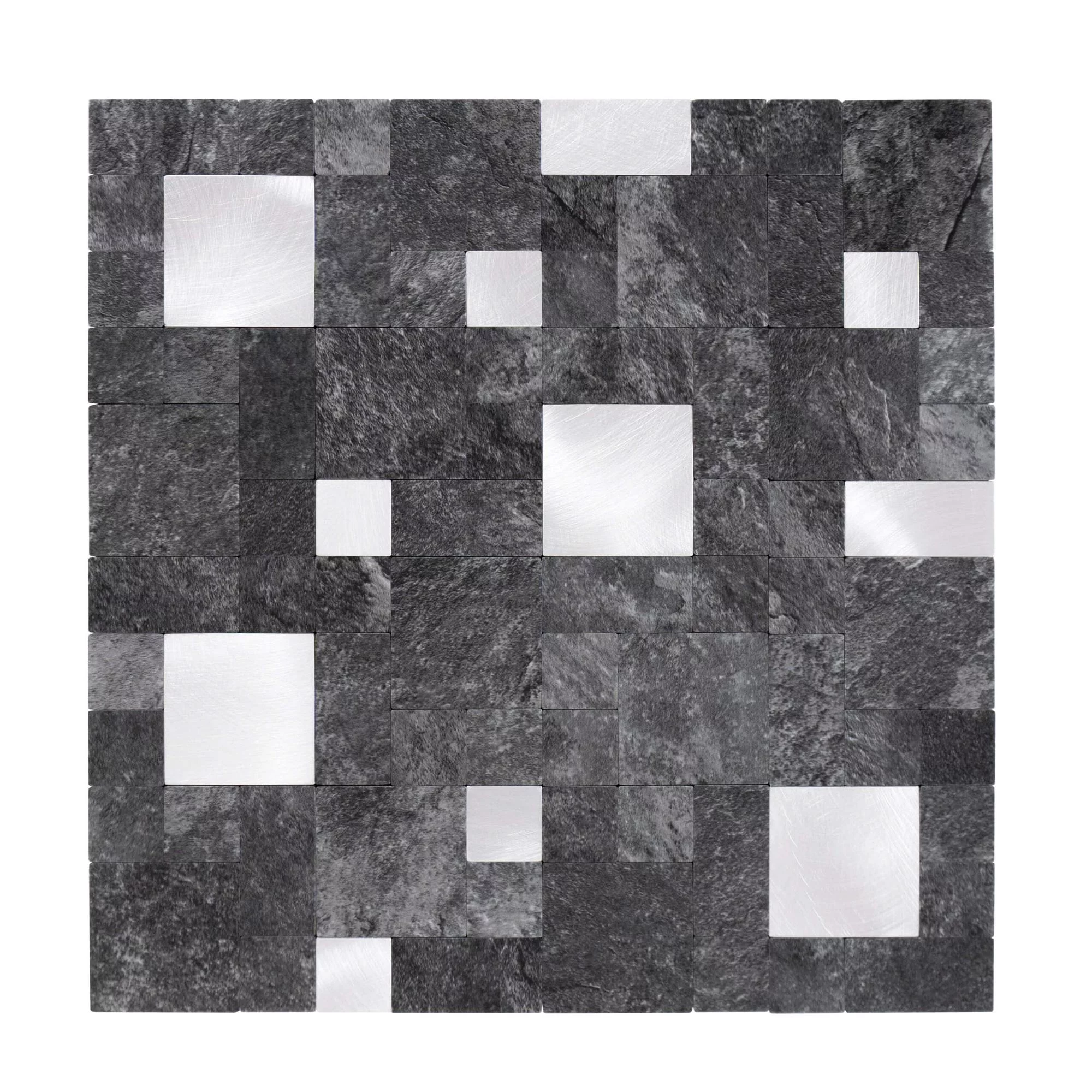 zelfklevende-steenlook-tegels,-vierkant/rechthoekig-1m².-11-pcs-steenlook-antraciet-zilver