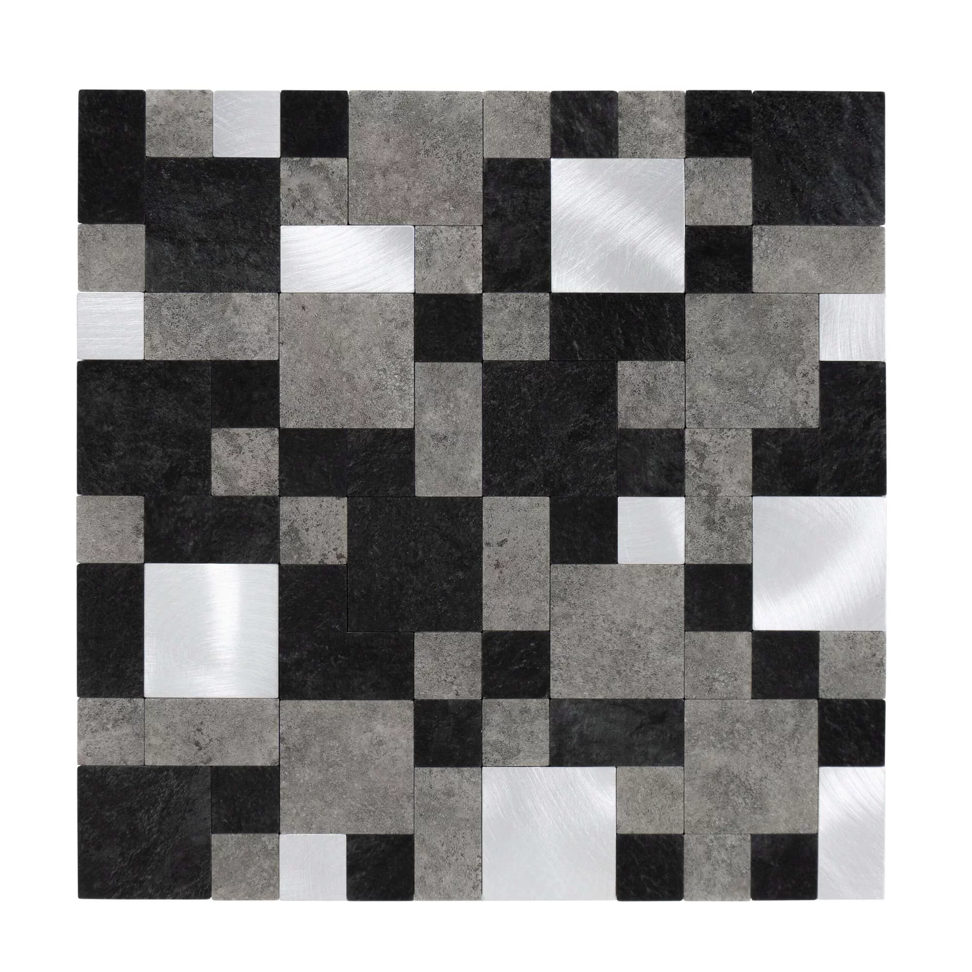 zelfklevende-steenlook-tegels,-vierkant/rechthoekig-1m².-11-pcs-steenlook-zwartgrijs-zilver